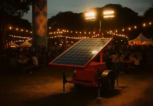 Torre de Iluminação Solar Eco 300 da Revlo com o mastro elevado