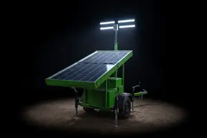 Torre de Iluminação Solar Eco 300 iluminando uma área durante a noite