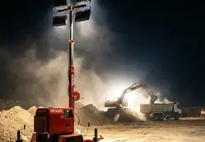 Torre de Iluminação RV 4000 da Revlo em canteiro de obras